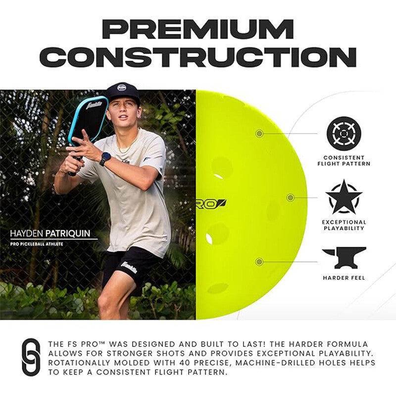 Franklin Fs Pro Outdoor Pickleballs (4X) (Optic Yellow)