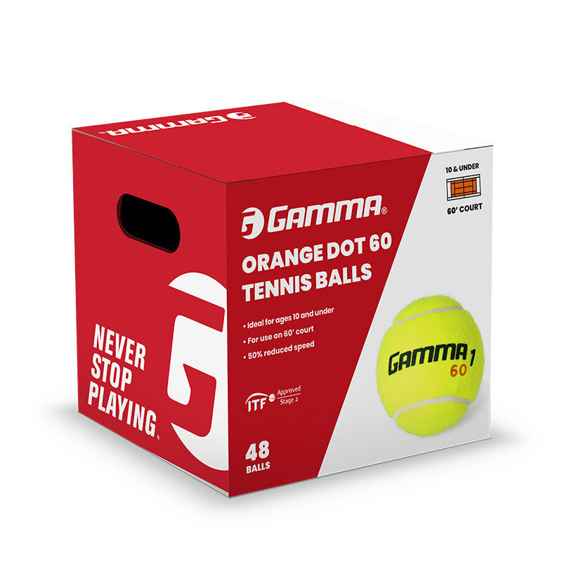 Gamma 60 Orange Dot Tennis Balls (Box 48X) Gamma