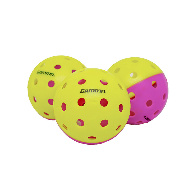 Gamma Two Tone Outdoor Training Pickleballs (6X) (Yellow/Red) Gamma