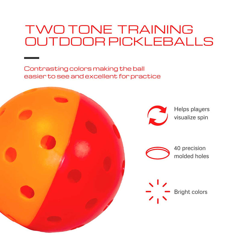 Gamma Two Tone Outdoor Training Pickleballs (6X) (Yellow/Red) Gamma