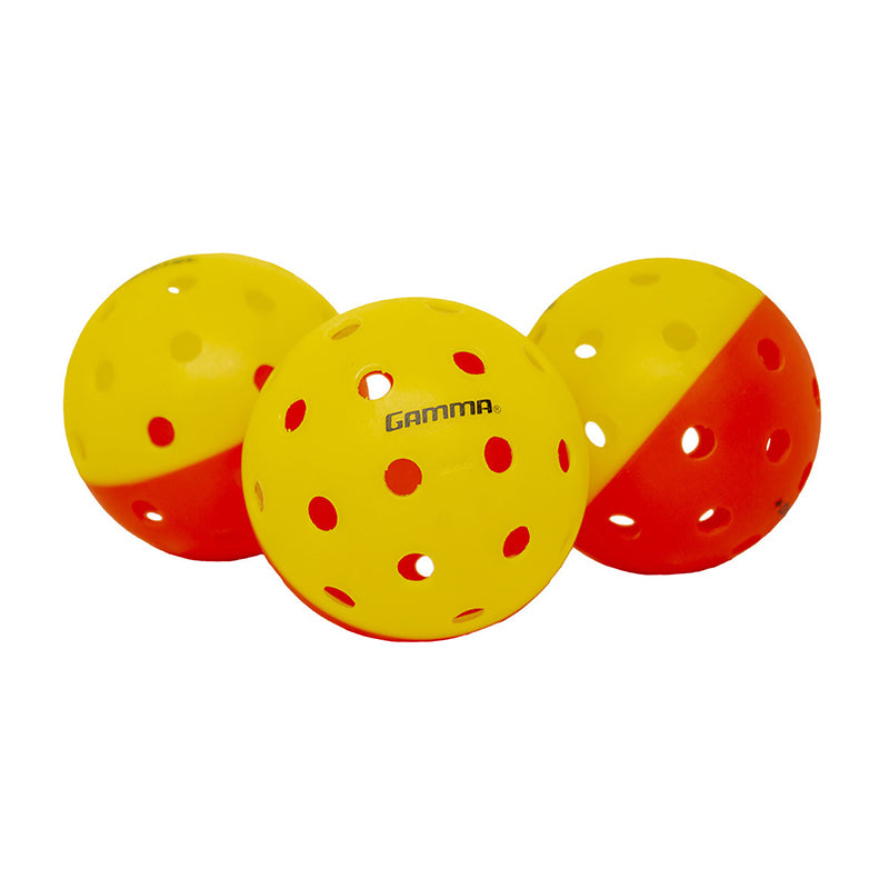 Gamma Two Tone Outdoor Training Pickleballs (6X) (Yellow/Red) Gamma