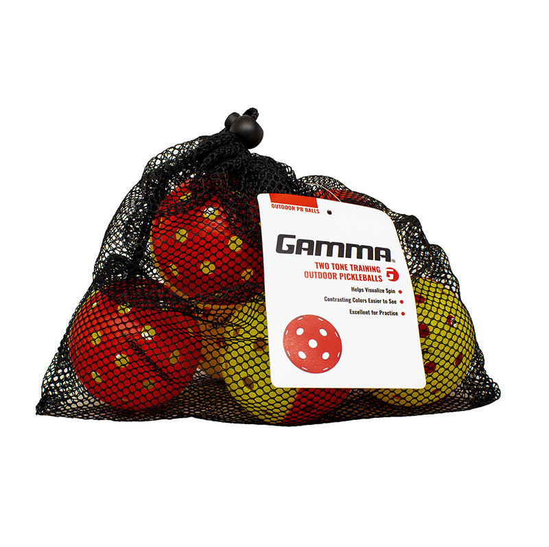 Gamma Two Tone Outdoor Training Pickleballs (6X) (Yellow/Red) Gamma