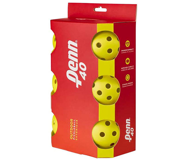 Penn 40 Outdoor Pickleballs (6X) (Yellow)