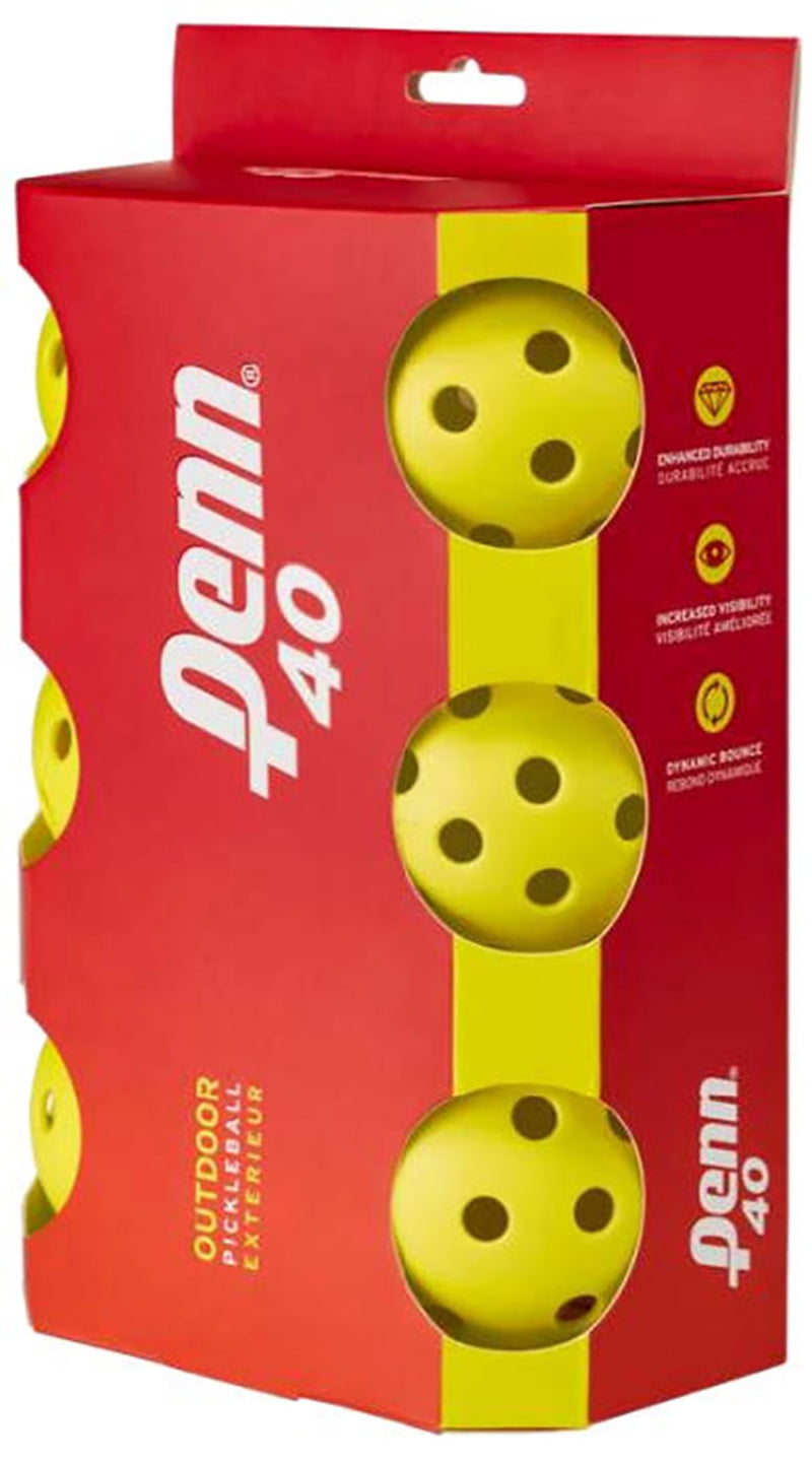 Penn 40 Outdoor Pickleballs (6X) (Yellow)