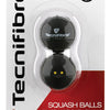 Tecnifibre Double Yellow Dot Squash Balls (2X) (Black)