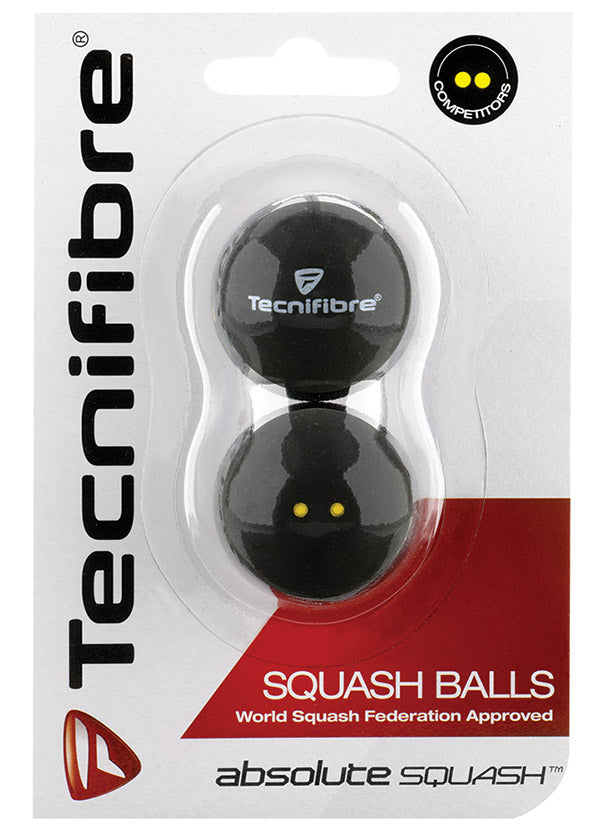 Tecnifibre Double Yellow Dot Squash Balls (2X) (Black)
