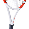 Babolat Pure Strike 100 tennis racquet with white frame and black handle, 16x20 string pattern, 2024 model.