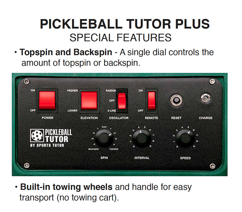 Pickleball Tutor Plus W/ 2 Function Remote + 2 Line Oscillation (Battery) Pickleball Tutor OTPT9-GRN-OS