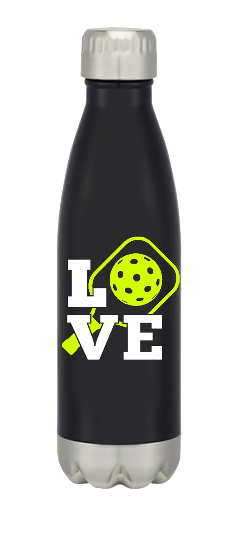 Love Pickleball Water Bottle (16Oz.) (Black)