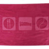 Pink Eat Sleep Tennis towel by Fromuth, soft fabric accessory with printed text, ideal for tennis players and sports enthusiasts.