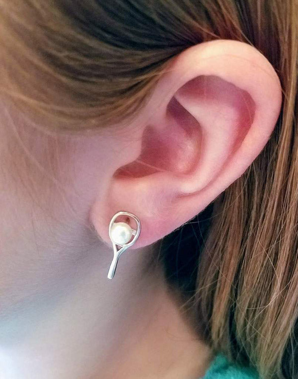 Hit Happy Tennis Racquet W/Pearl Earrings