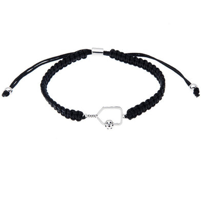 Born To Rally Pickleball Paddle Adjustable Rope Bracelet (Black)