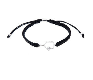 Born To Rally Pickleball Paddle Adjustable Rope Bracelet (Black)