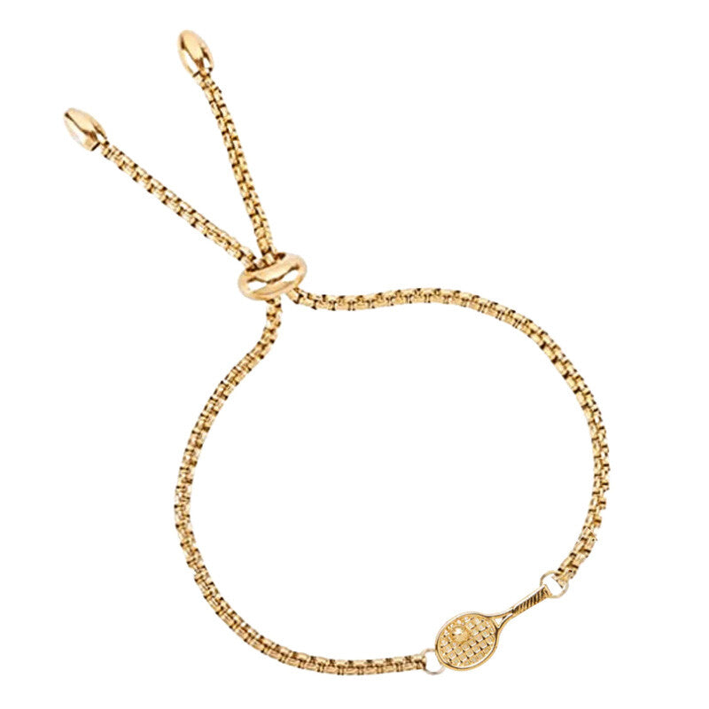 Born To Rally Gold Tennis Racquet Adjustable Bracelet Born To Rally