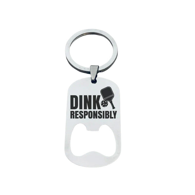 Born To Rally Pickleball Bottle Opener Keychain - Dink Responsibly Born To Rally QG01N-SIL-OS