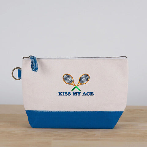 Kiss My Ace Canvas Accessories Bag (Royal)