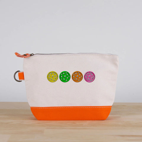 Four Pickleballs Canvas Accessories Bag (Orange)