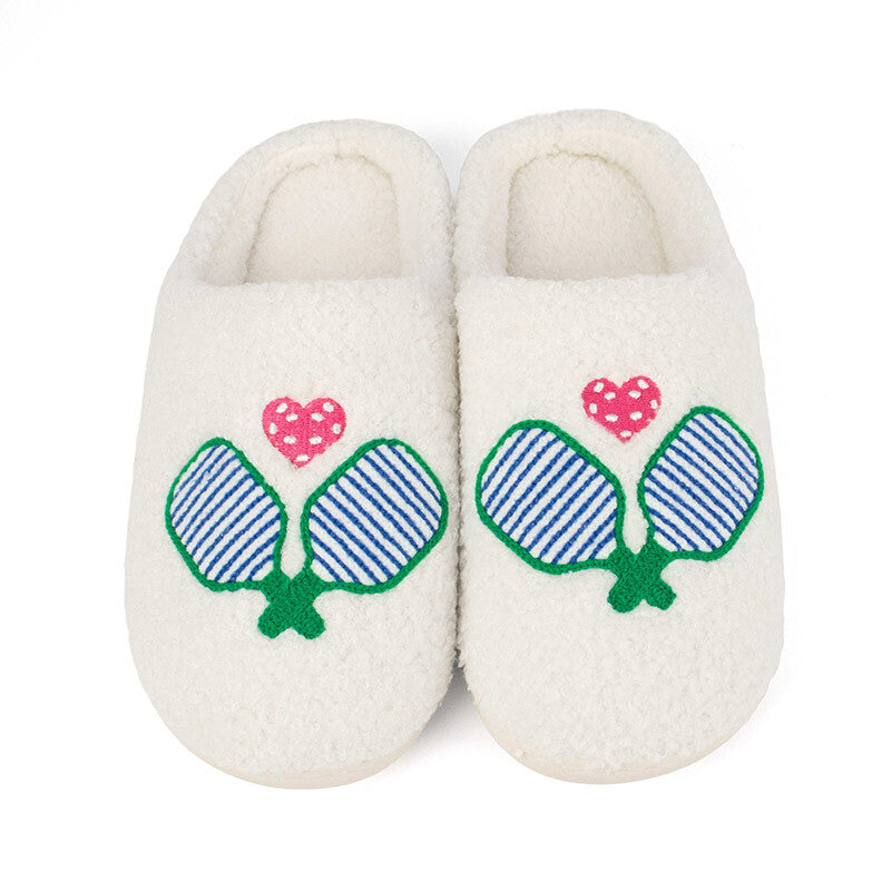 Queen Of The Court Pickleball Slippers (W)(Racquets)(White)