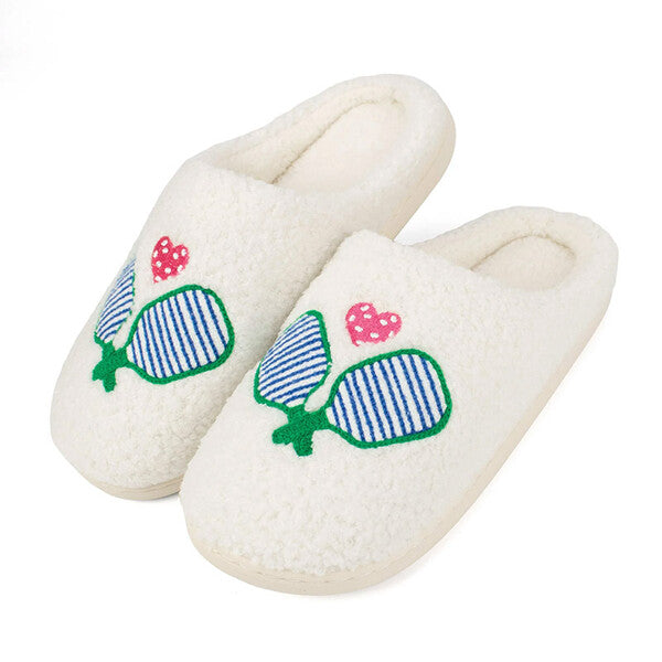 Queen Of The Court Pickleball Slippers (W)(Racquets)(White)