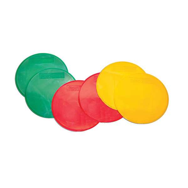 Pickleball Spots Court Shapes set with six colorful court markers from Oncourt for sports training and game play.