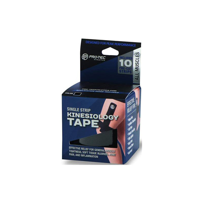 Pro-Tec Single Strip Kinesiology Tape (10X)(Black) Pro-Tec