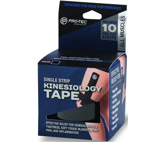 Pro-Tec Single Strip Kinesiology Tape (10X)(Black)