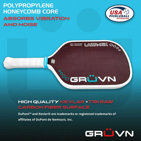 Gruvn Lazr-16X Pickleball Paddle (Red Blend)