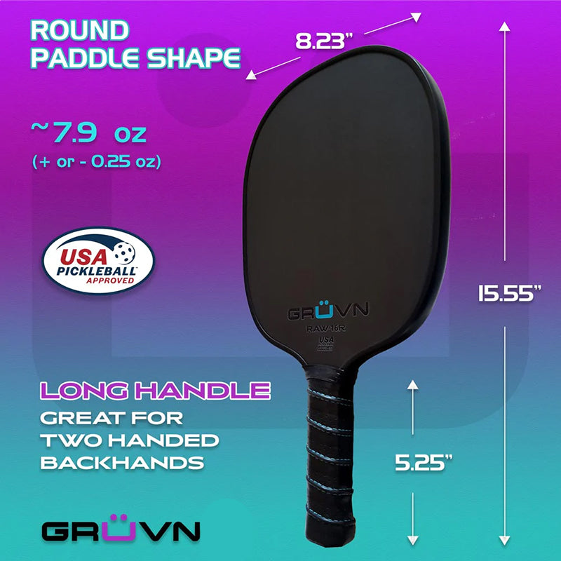 Gruvn Raw-16R Carbon Fiber Pickleball Paddle (Blue)