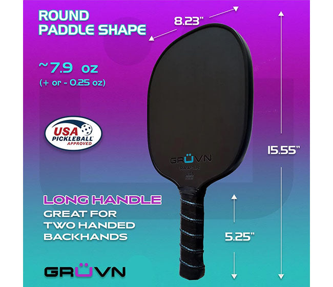 Gruvn Raw-16R Carbon Fiber Pickleball Paddle (Blue)