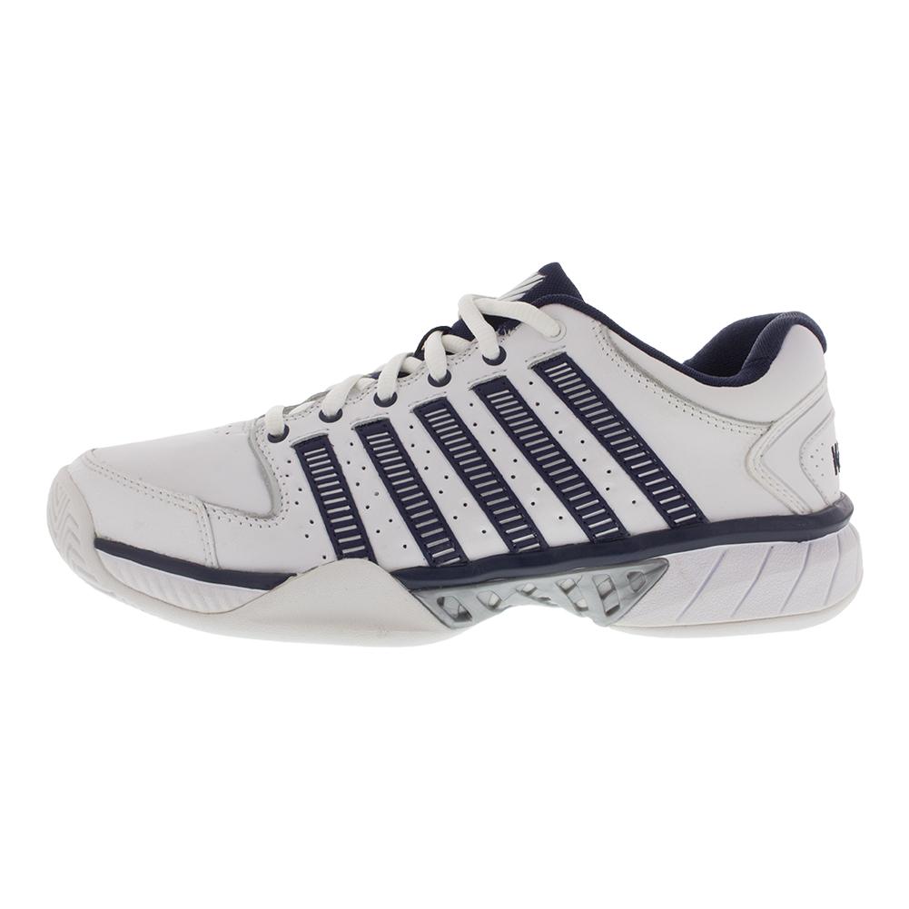 K- Swiss Men's HyperCourt Express Leather Tennis Shoes White and Navy