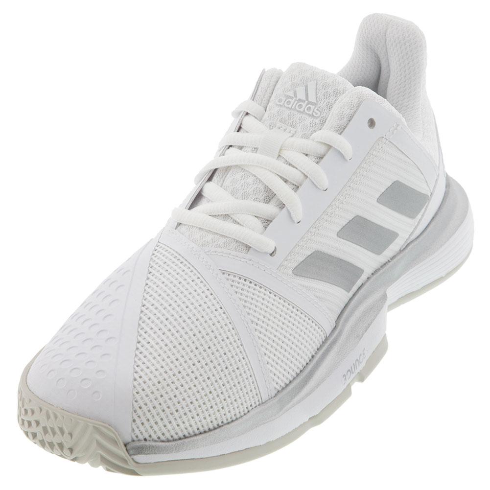 Adidas Women's Courtjam Bounce Wide Cloud White/ Matte Silver/ Grey One EE6162