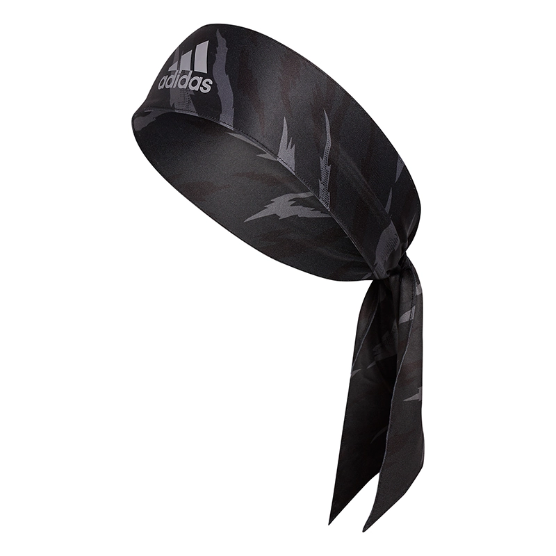 adidas Alphaskin Print Tie Headband (Black) - TIE-BACK HEADBAND THAT HELPS KEEP YOU DRY.