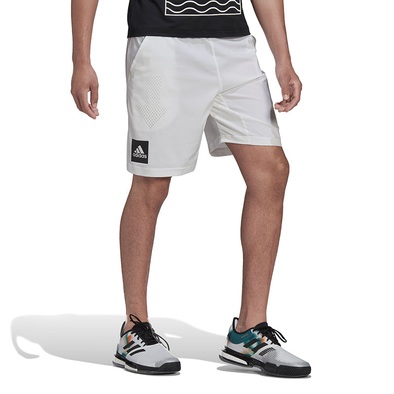 adidas Paris Ergo 9" Short (M) (White) Pocket Design Keeps Tennis Balls Locked In