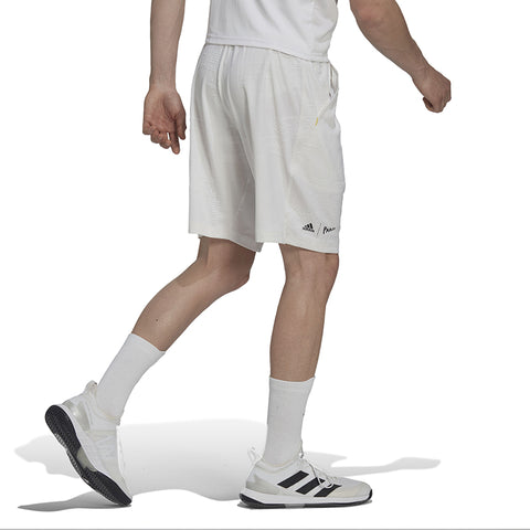 adidas London Knit Ergo 9" Short (M) (White) Elastic Waistband with Drawcord