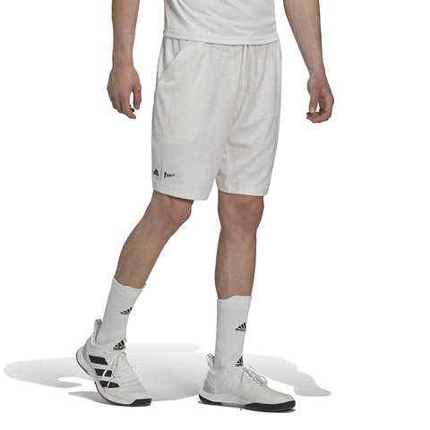 adidas London Knit Ergo 9" Short (M) (White) Elastic Waistband with Drawcord