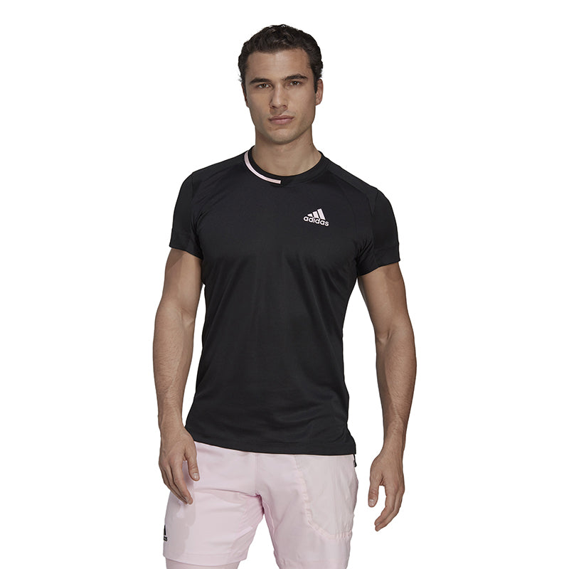 adidas US Series Tee (M) (Black)  - Best for Athletes - Tennis Polo Top Quality - Breathable and Stretchy