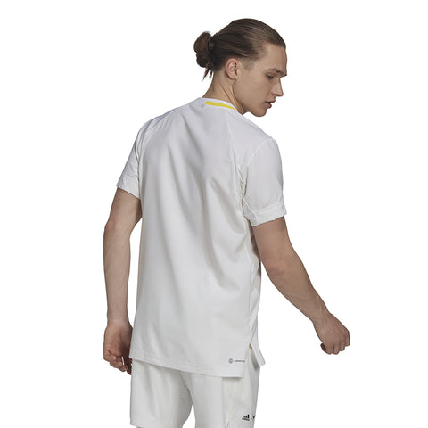 adidas London Stretch Woven Tee (M) (White) Mesh Panels and Moisture-Wicking