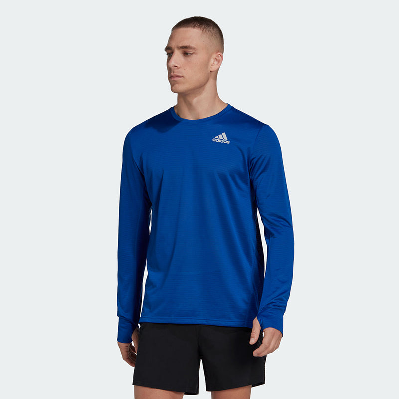 adidas Own the Run Long Sleeve (M) (Royal)  100% Recycled Polyester Single Jersey