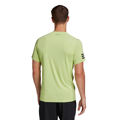 adidas Club 3 Stripe Tee (M) (Lime) Cool and Dry - 100% Recycled Polyester