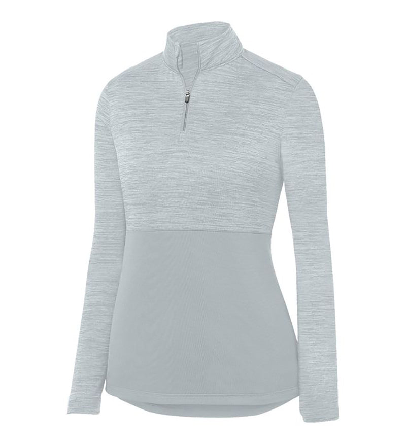 Augusta Shadow Tonal Heather 1/4 Zip Pullover (W) (Silver) 100% Polyester Heathered Wicking Knit