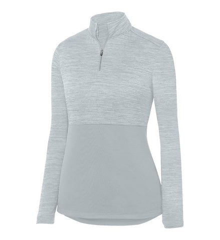 Augusta Shadow Tonal Heather 1/4 Zip Pullover (W) (Silver) 100% Polyester Heathered Wicking Knit