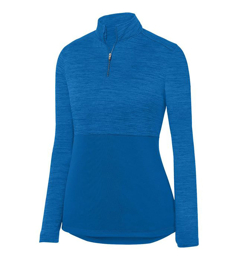 Augusta Shadow Tonal Heather 1/4 Zip Pullover (W) (Royal) 100% Polyester Heathered Wicking Knit Top Body