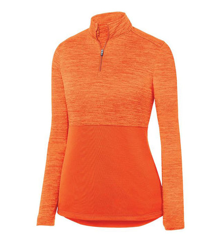Augusta Shadow Tonal Heather 1/4 Zip Pullover (W) (Orange) 100% Polyester Heathered Wicking Knit