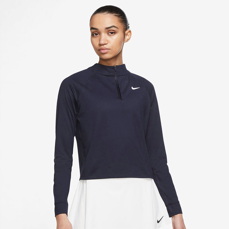 Nike Court DriFit Victory Long Sleeve Half-Zip Top (W) (Navy)