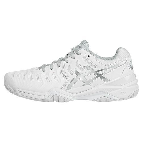 Asics Women's Gel-Resolution 7 Tennis Shoes White and Silver