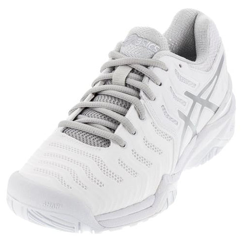Asics Women's Gel-Resolution 7 Tennis Shoes White and Silver