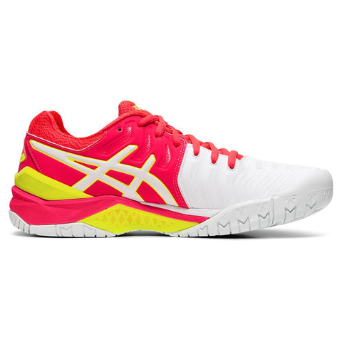 Asics Women's GEL-Resolution 7 White and Laser Pink E751Y.116