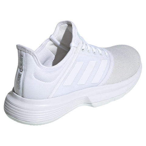 Adidas Women's GameCourt Tennis Shoes White and Blue Tint