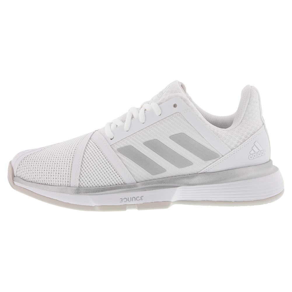 Adidas Women's Courtjam Bounce Wide Cloud White/ Matte Silver/ Grey One EE6162