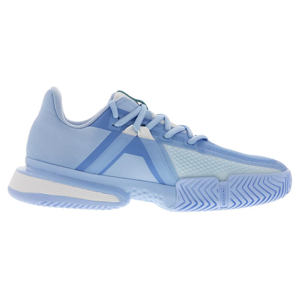 Adidas Women's SoleMatch Bounce Tennis Shoes Glow Blue and White